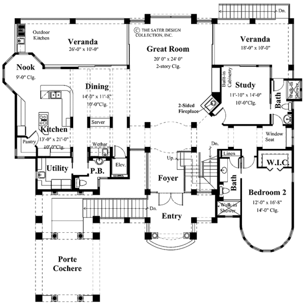 House Design - Mediterranean Floor Plan - Main Floor Plan #930-134