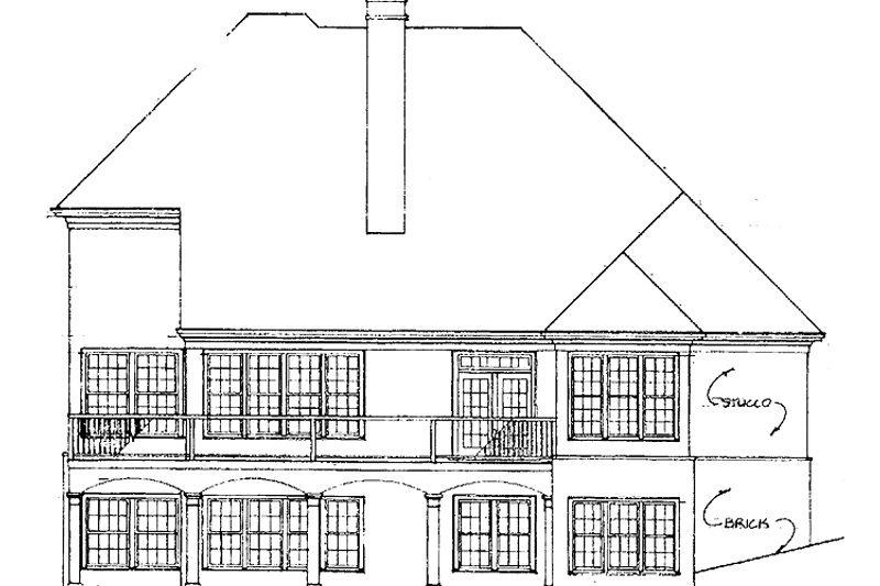 Home Plan - Exterior - Rear Elevation for European House Plan #429-231 - 3 bed, 2.5 bath