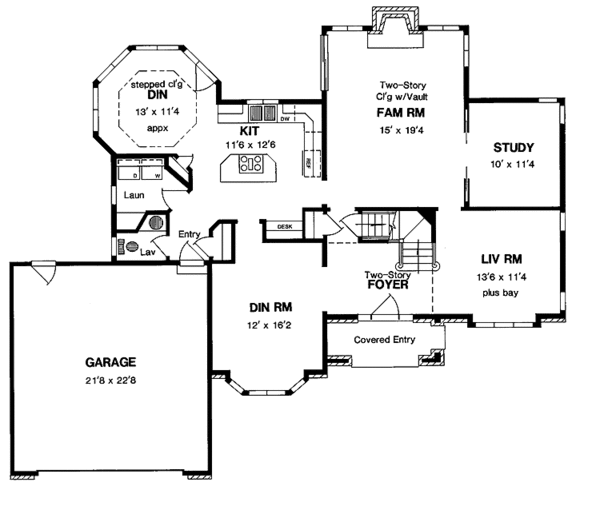 House Plan Design - Traditional Floor Plan - Main Floor Plan #316-149