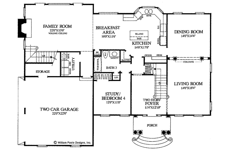 Home Plan - Floor Plan - Main Floor for Classical House Plan #137-321 - 4 bed, 3 bath