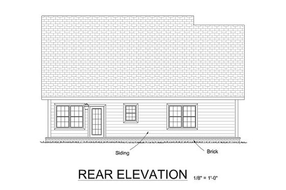 Exterior - Rear Elevation for Traditional House Plan #513-13 - 4 bed, 2.5 bath