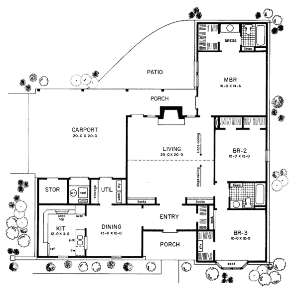 House Design - Ranch Floor Plan - Main Floor Plan #36-565