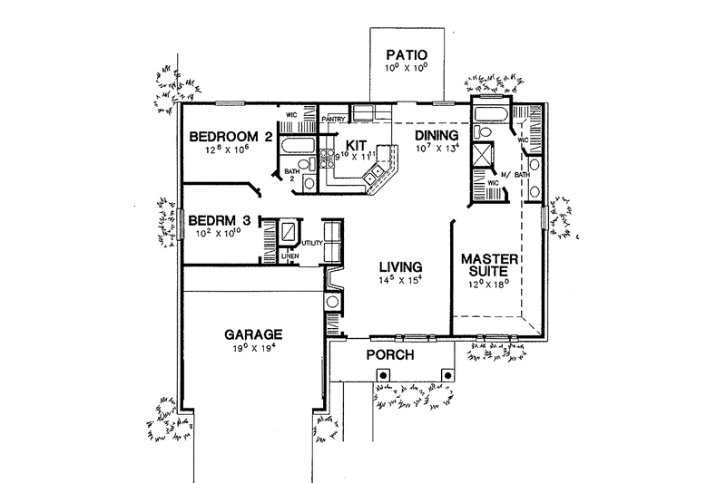Dream House Plan - Floor Plan - Main Floor for Country House Plan #472-287 - 3 bed, 2 bath