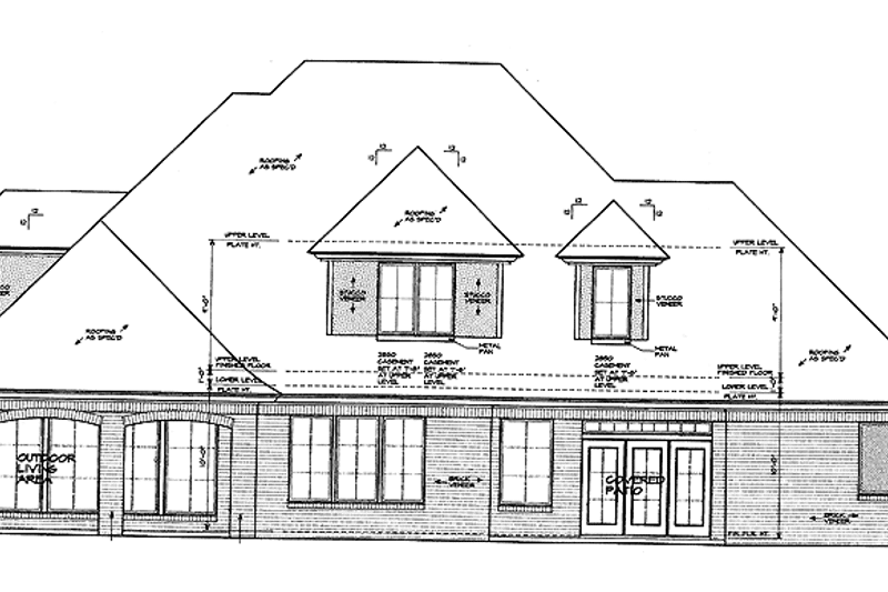 Home Plan - Exterior - Rear Elevation for Country House Plan #310-1198 - 4 bed, 3.5 bath