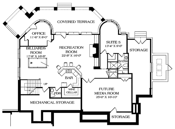 Dream House Plan - Country Floor Plan - Lower Floor Plan #453-456