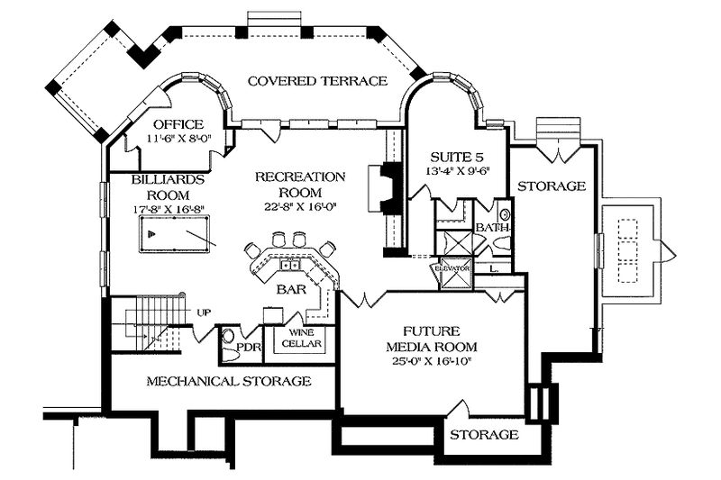 Home Plan - Floor Plan - Lower Floor for Country House Plan #453-456 - 5 bed, 4 bath