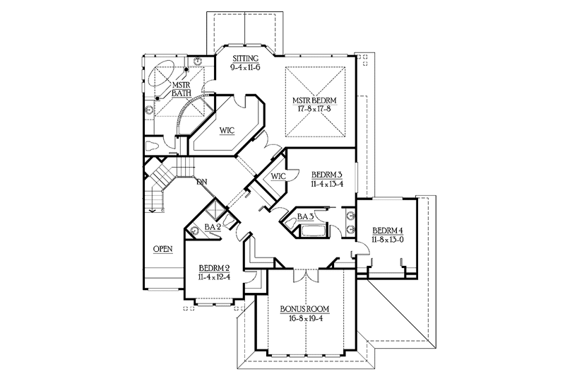 Home Plan - Floor Plan - Upper Floor for Craftsman House Plan #132-507 - 4 bed, 3.5 bath