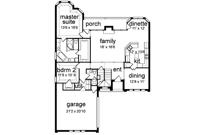 House Blueprint - Floor Plan - Main Floor for Traditional House Plan #84-702 - 4 bed, 2.5 bath