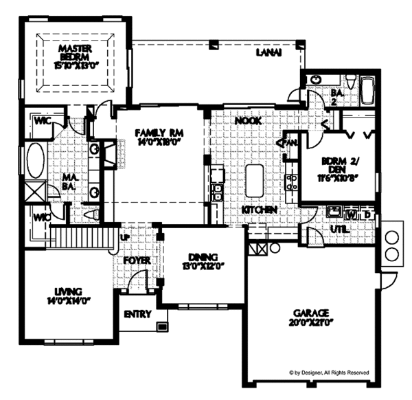 House Design - Mediterranean Floor Plan - Main Floor Plan #999-108