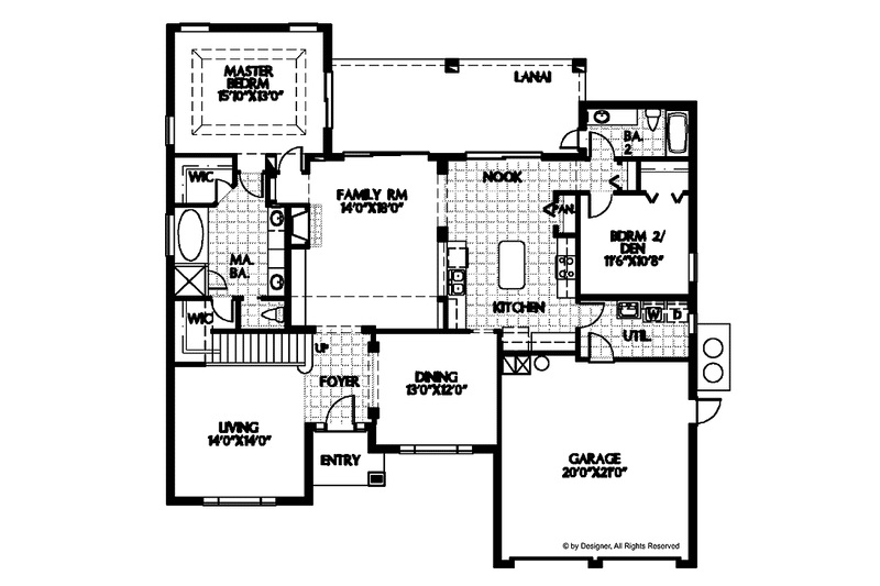 House Blueprint - Floor Plan - Main Floor for Mediterranean House Plan #999-108 - 5 bed, 3 bath