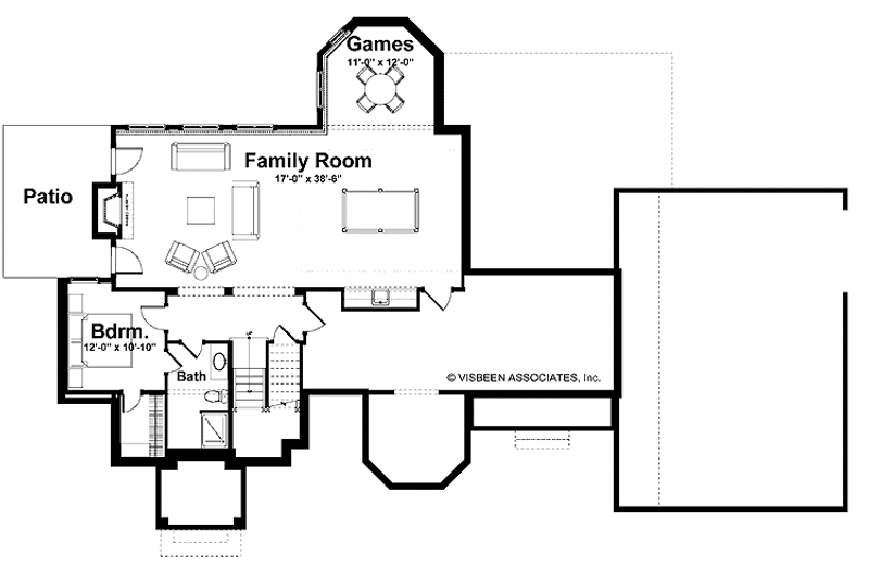 Home Plan - Floor Plan - Lower Floor for Craftsman House Plan #928-172 - 3 bed, 3.5 bath