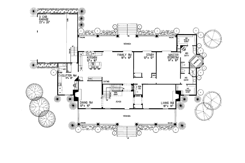 Home Plan - Floor Plan - Main Floor for Classical House Plan #72-816 - 4 bed, 5 bath