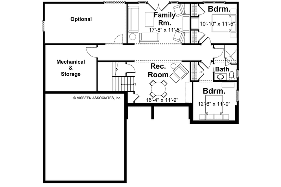 Floor Plan - Lower Floor for European House Plan #928-153 - 3 bed, 2.5 bath