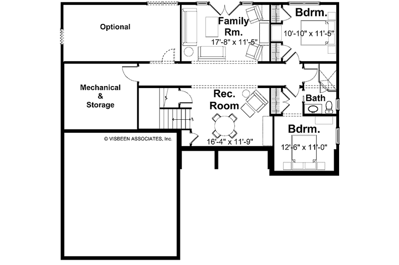 Home Plan - Floor Plan - Lower Floor for European House Plan #928-153 - 3 bed, 2.5 bath