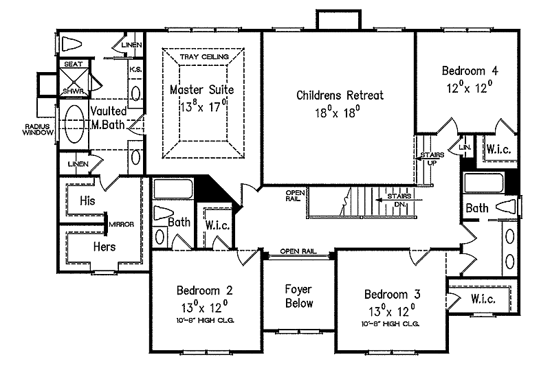 Home Plan - Floor Plan - Upper Floor for Craftsman House Plan #927-325 - 5 bed, 4 bath