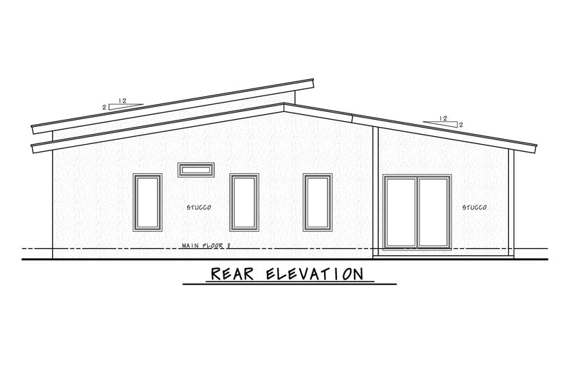 Architectural House Design - Exterior - Rear Elevation 1 for Contemporary House Plan #20-2586 - 3 bed, 2 bath