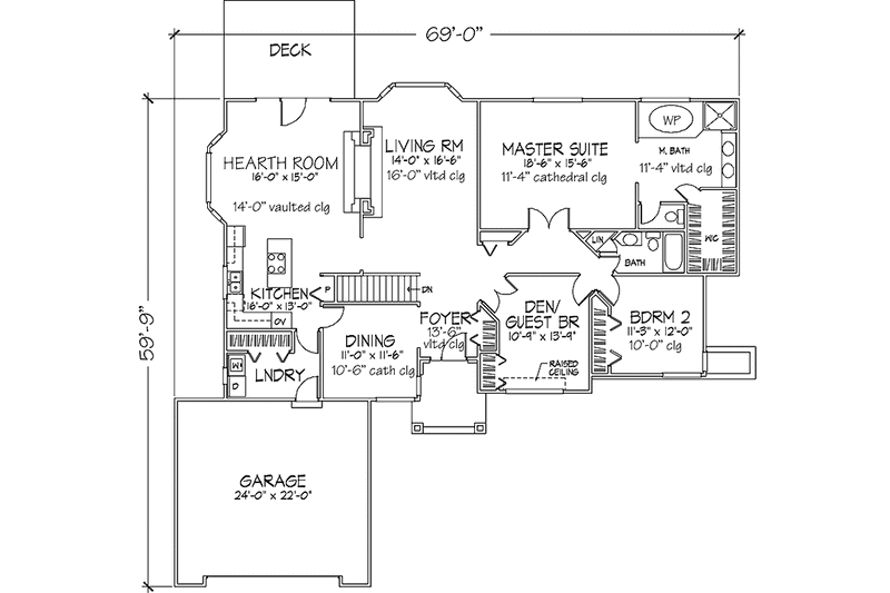 Home Plan - Floor Plan - Main Floor for Prairie House Plan #320-1114 - 2 bed, 2 bath