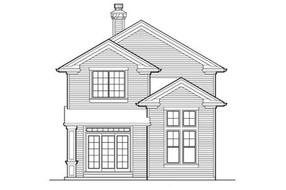Exterior - Rear Elevation for Traditional House Plan #48-441 - 2 bed, 2.5 bath