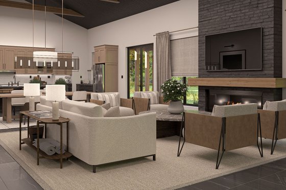 Interior - Family Room 1 for Barndominium House Plan #455-327 - 3 bed, 2.5 bath