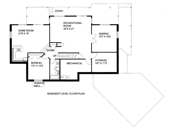Craftsman Floor Plan - Lower Floor Plan #117-960
