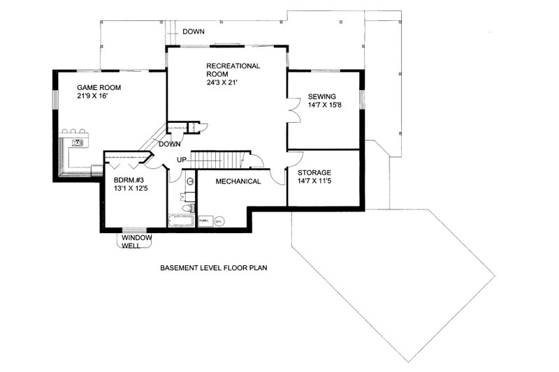 Dream House Plan - Floor Plan - Lower Floor for Craftsman House Plan #117-960 - 3 bed, 4 bath