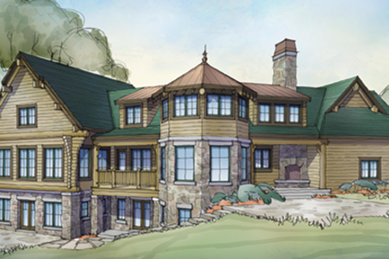Dream House Plan - Exterior - Rear Elevation 1 for Log House Plan #928-258 - 5 bed, 4 bath