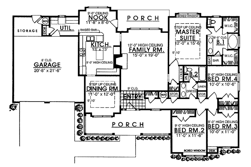 Home Plan - Floor Plan - Main Floor for Country House Plan #40-443 - 4 bed, 2 bath