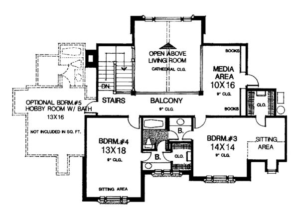 Home Plan - Traditional Floor Plan - Upper Floor Plan #310-1152