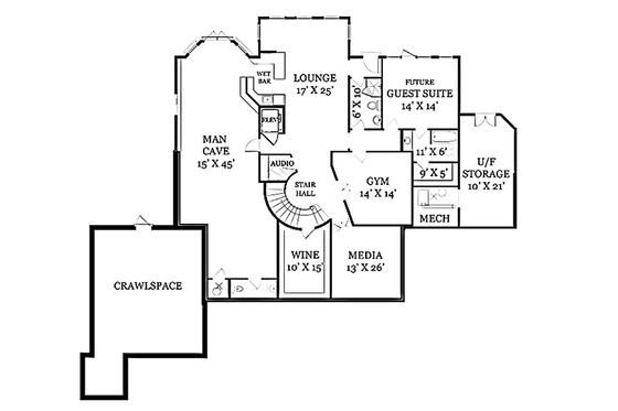 Floor Plan - Lower Floor for Mediterranean House Plan #119-414 - 4 bed, 4.5 bath