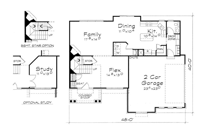 Architectural House Design - Floor Plan - Main Floor for Craftsman House Plan #20-2152 - 4 bed, 2.5 bath