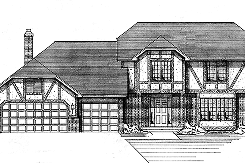 Architectural House Design - Tudor Exterior - Front Elevation Plan #51-708