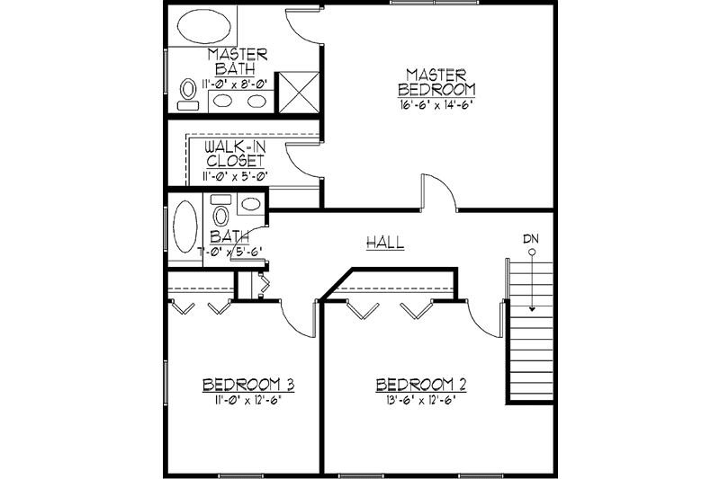 Architectural House Design - Floor Plan - Upper Floor for Colonial House Plan #978-8 - 3 bed, 2.5 bath