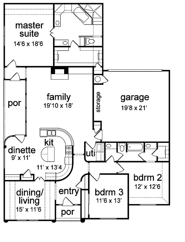 Home Plan - Mediterranean Floor Plan - Main Floor Plan #84-767