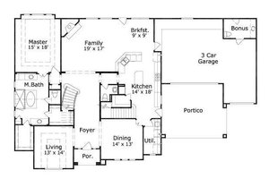Floor Plan - Main Floor for European House Plan #411-737 - 4 bed, 3.5 bath