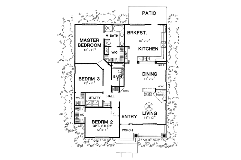 Architectural House Design - Floor Plan - Main Floor for Craftsman House Plan #472-133 - 3 bed, 2 bath