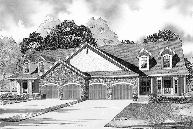 Home Plan - Exterior - Front Elevation 3 for Country House Plan #17-3291 - 4 bed, 4 bath