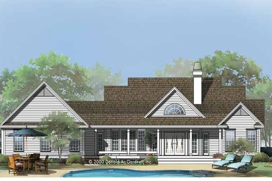 Exterior - Rear Elevation for Country House Plan #929-753 - 4 bed, 2.5 bath