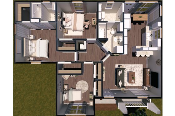 Floor Plan - Main Floor for Country House Plan #44-177 - 3 bed, 2 bath