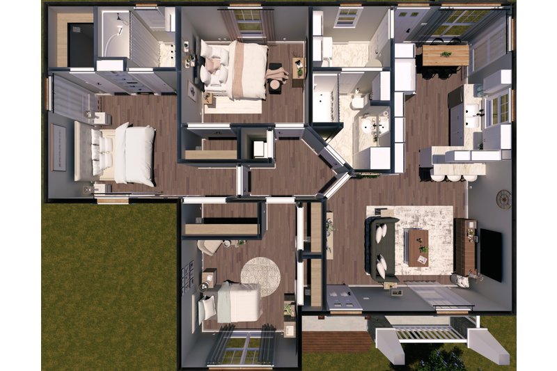 Home Plan - Floor Plan - Main Floor for Country House Plan #44-177 - 3 bed, 2 bath