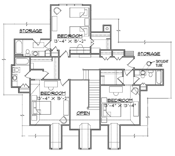 House Design - Traditional Floor Plan - Upper Floor Plan #1054-9