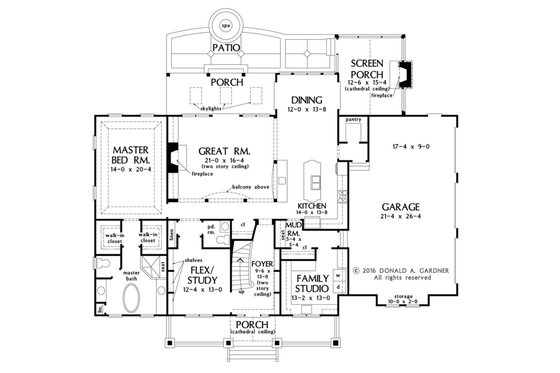 Floor Plan - Main Floor for Craftsman House Plan #929-60 - 4 bed, 3.5 bath