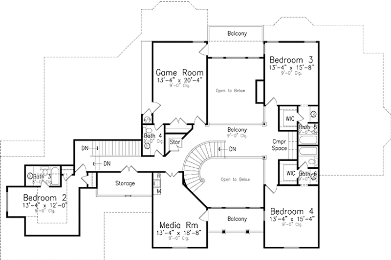 Home Plan - Floor Plan - Upper Floor for European House Plan #52-248 - 4 bed, 4 bath