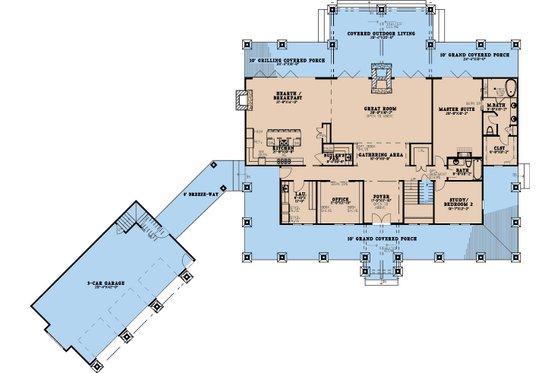 Floor Plan - Main Floor for Craftsman House Plan #923-396 - 6 bed, 5 bath