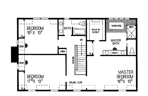 Dream House Plan - Country Floor Plan - Upper Floor Plan #72-898