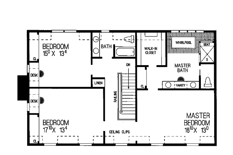 Home Plan - Floor Plan - Upper Floor for Country House Plan #72-898 - 3 bed, 2.5 bath