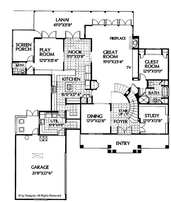 Home Plan - Colonial Floor Plan - Main Floor Plan #999-6