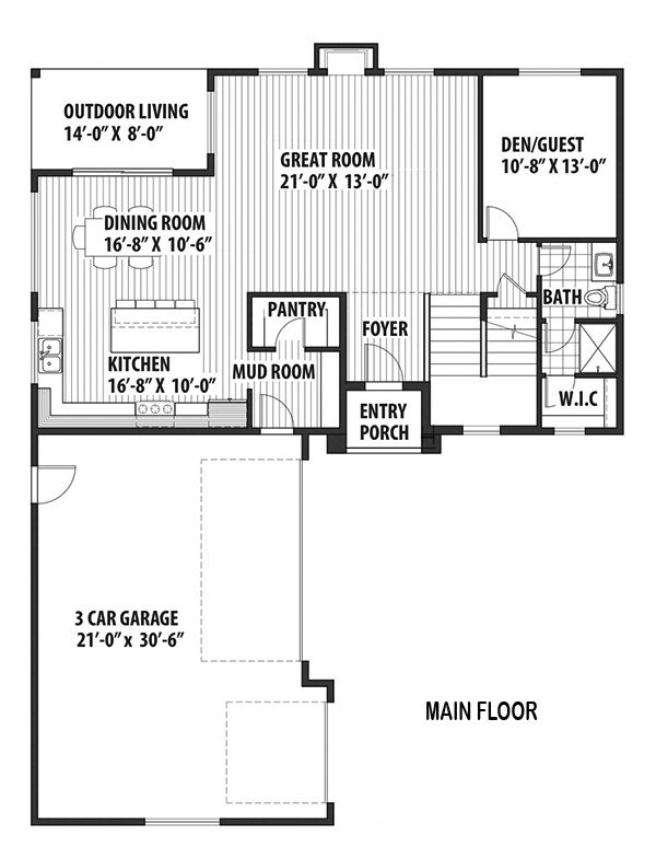House Plan Design - Contemporary Floor Plan - Main Floor Plan #569-35