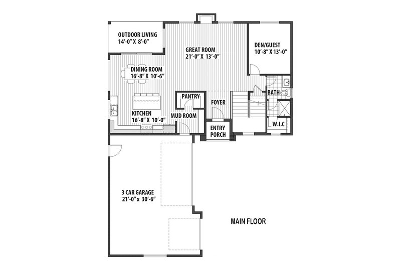 Dream House Plan - Floor Plan - Main Floor for Contemporary House Plan #569-35 - 3 bed, 3 bath