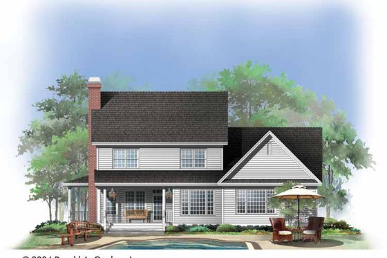 Exterior - Rear Elevation for Country House Plan #929-737 - 4 bed, 2.5 bath