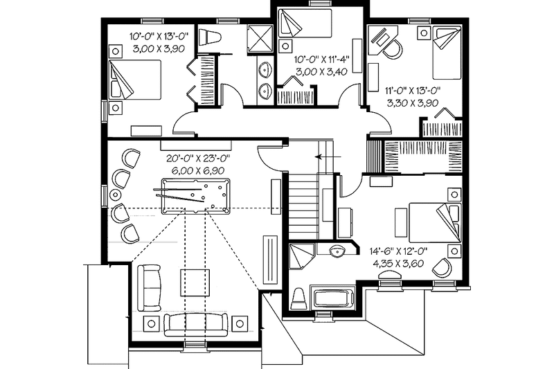 Home Plan - Floor Plan - Upper Floor for European House Plan #23-2370 - 4 bed, 2.5 bath